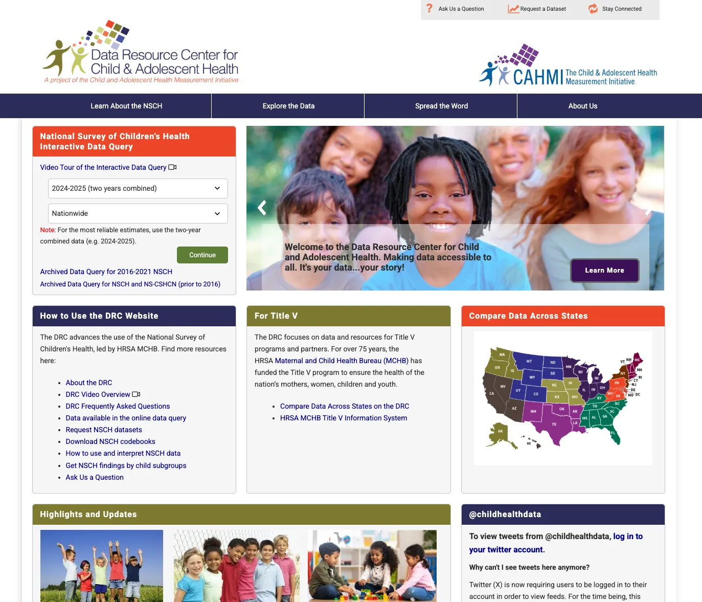 Data Resource Center for Child and Adolescent Health home page