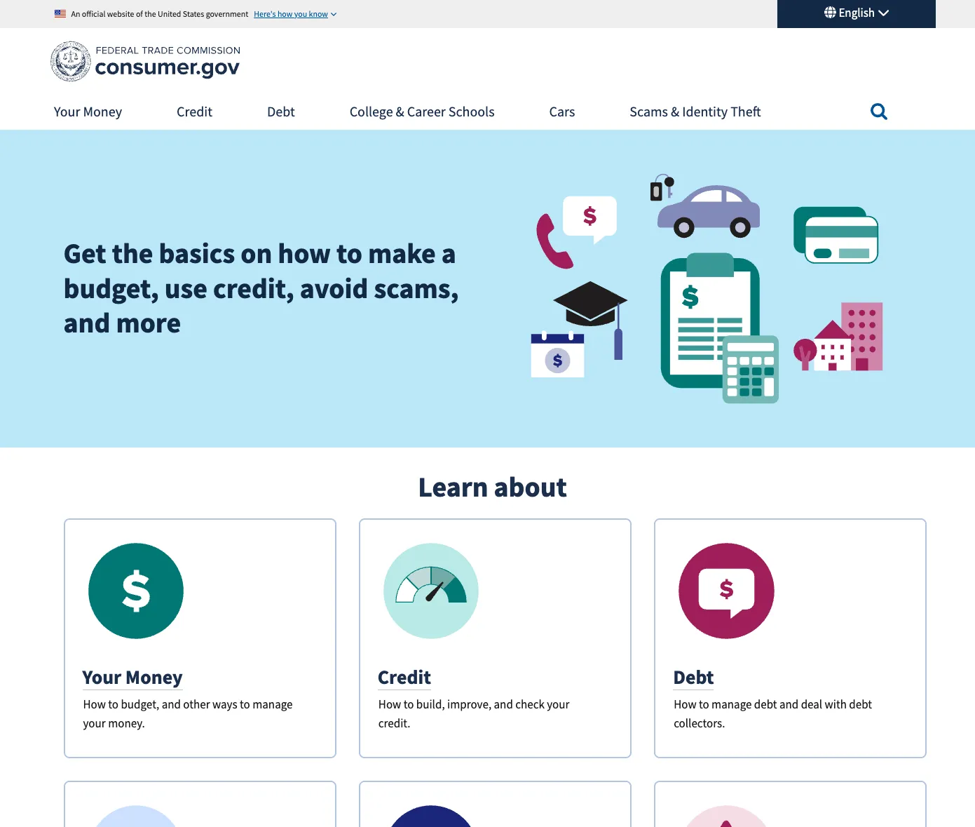 consumer.gov home page